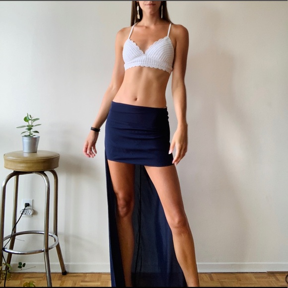 Breezy Navy High Low Skirt - Picture 2 of 5